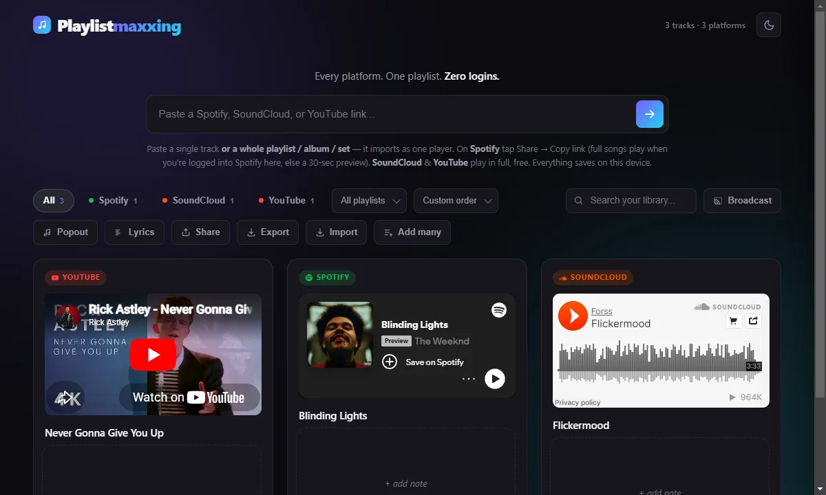 Playlistmaxxing demo